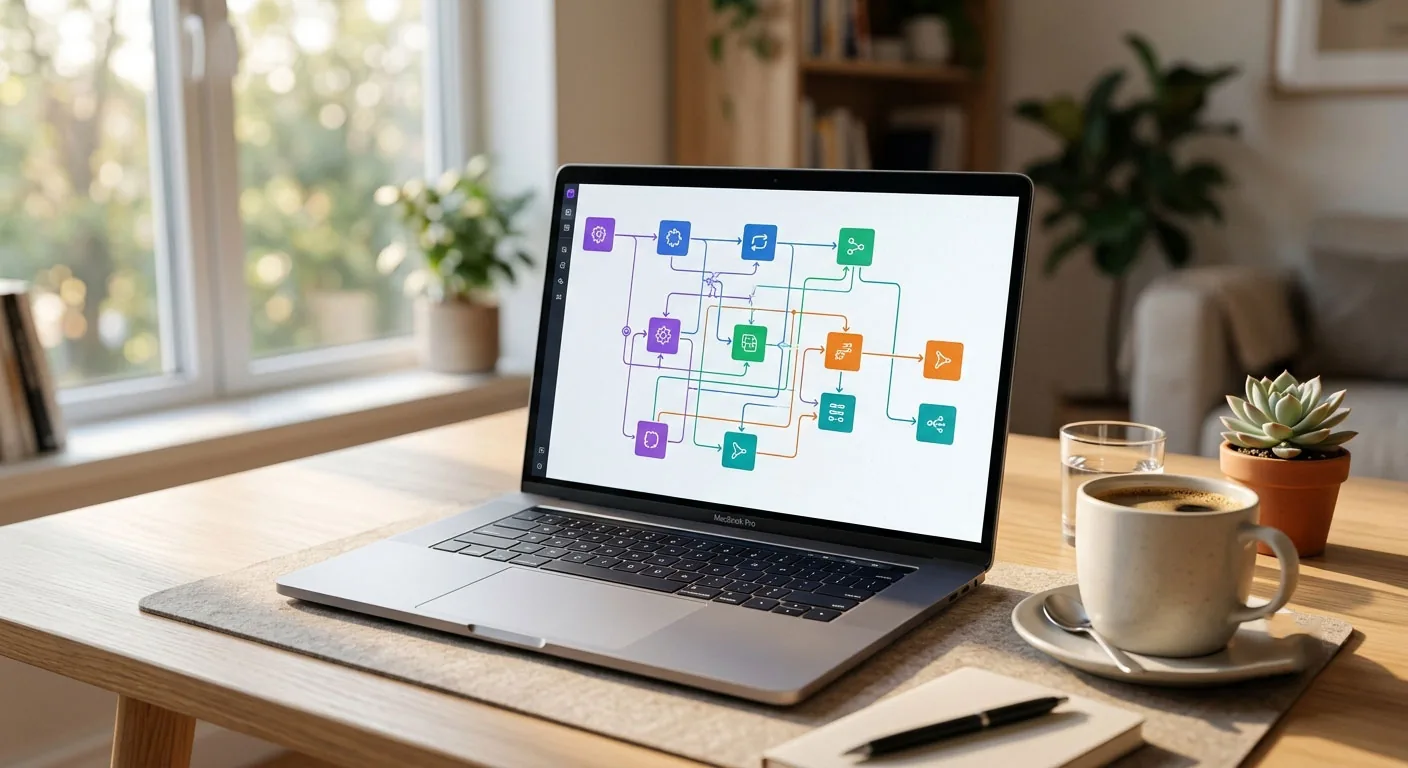 n8n workflow en laptop